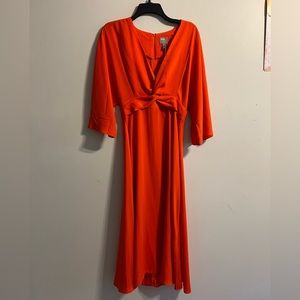 Bright Orange Quarter Sleeve Dress